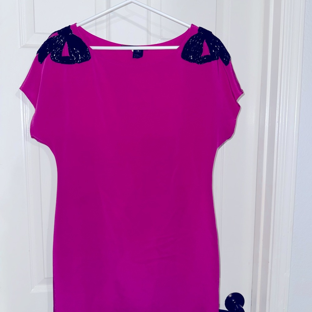 JAYGodfrey Magenta Silk Dress with Black Accents